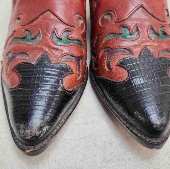 VTG Hunt Club Brazilian Leather Western Booties Pointed, 7.5 - Picture 5 of 8